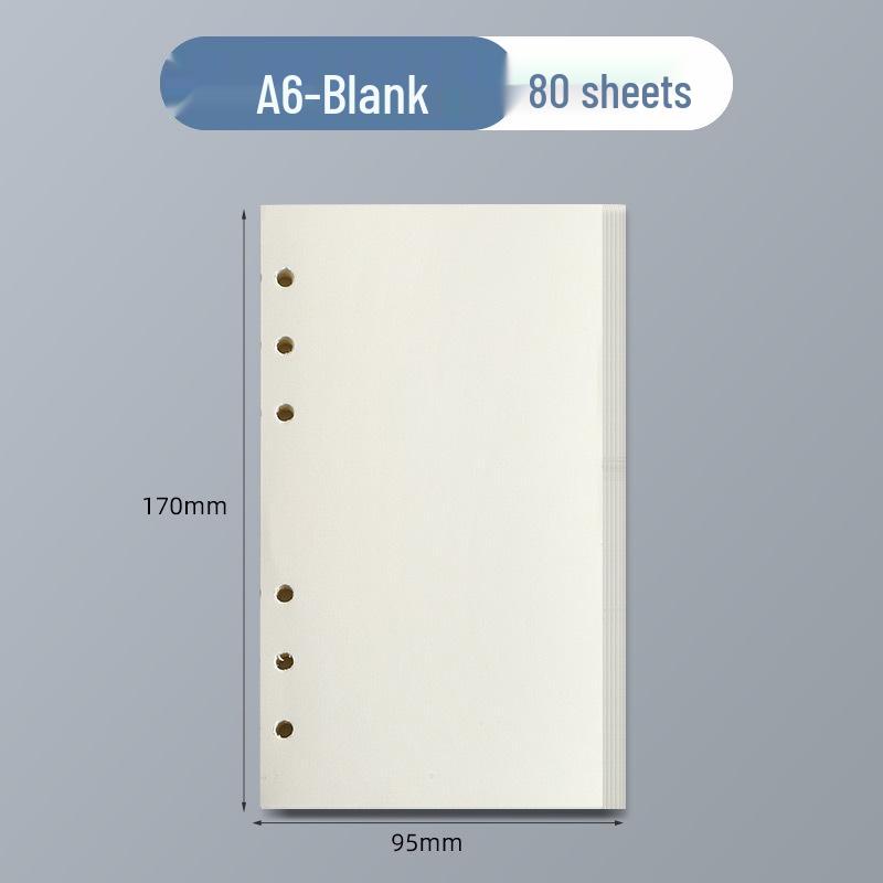 6-Loch A5 Kraftpapier Nachfüllung - 100g Blanko, karierte, linierte Seiten für Notizbücher