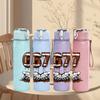 1PC Number 67 Rustic Graffiti Art Print 750ml Color Plastic Sports Water Bottle Leakproof Flip Straw Lid Suitable for Sports Office Home Use