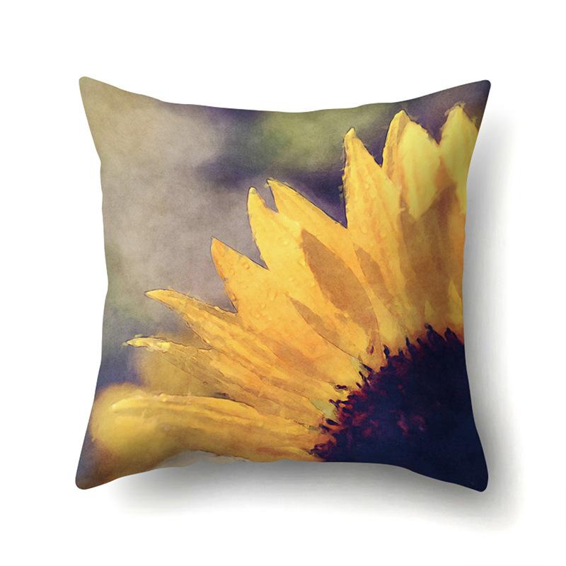 Polyester Kissenbezug Bedruckte Dekoration Sonnenblume Frühling und Herbst Heim Kissenbezug Auto Kissenbezug Nachttisch Kissenbezug