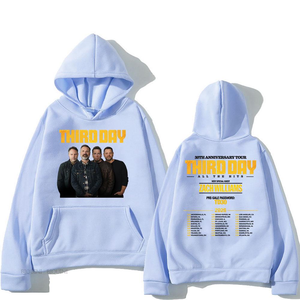 Third Day 30th Anniversary Tour 2026 Hoodies All The Hits Letter Printing Sweatshirts Long Sleeve Winter Male Hooded Pullovers