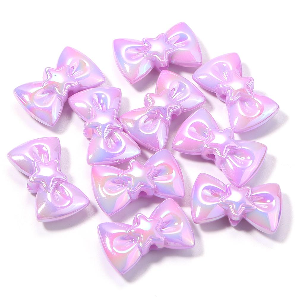 10pcs 17x28mm Bow Acrylic Beads Colorful Sweet Bowkot Loose Beads For Jewelry Making DIY Necklace Phone Chain Keychain Decor