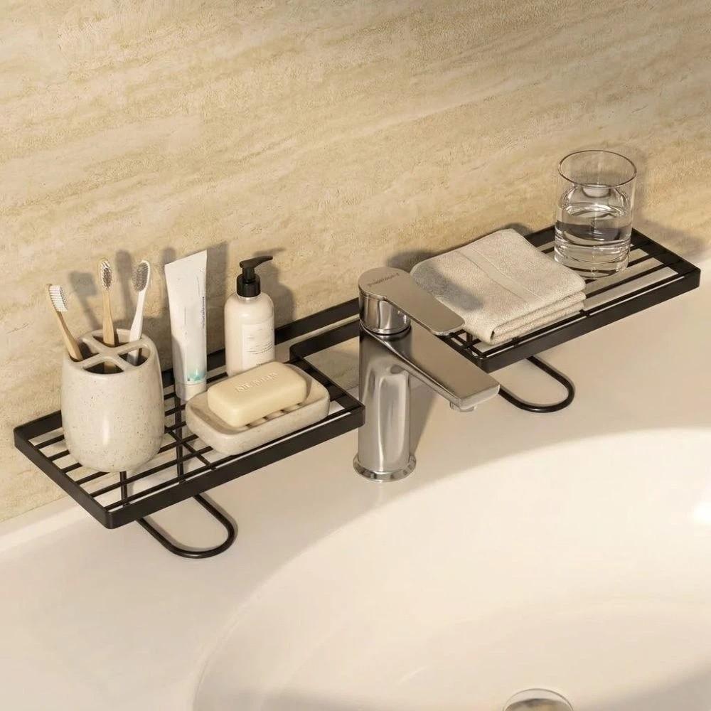 Water Drainage Bathroom Storage Rack Carbon Steel Sink Drying Rack Cosmetics Organizer  Bathroom