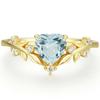 New Copper Zircon Ring, Heart-shaped Lake Blue Branch Cross Jewelry Valentine's Day Gift.