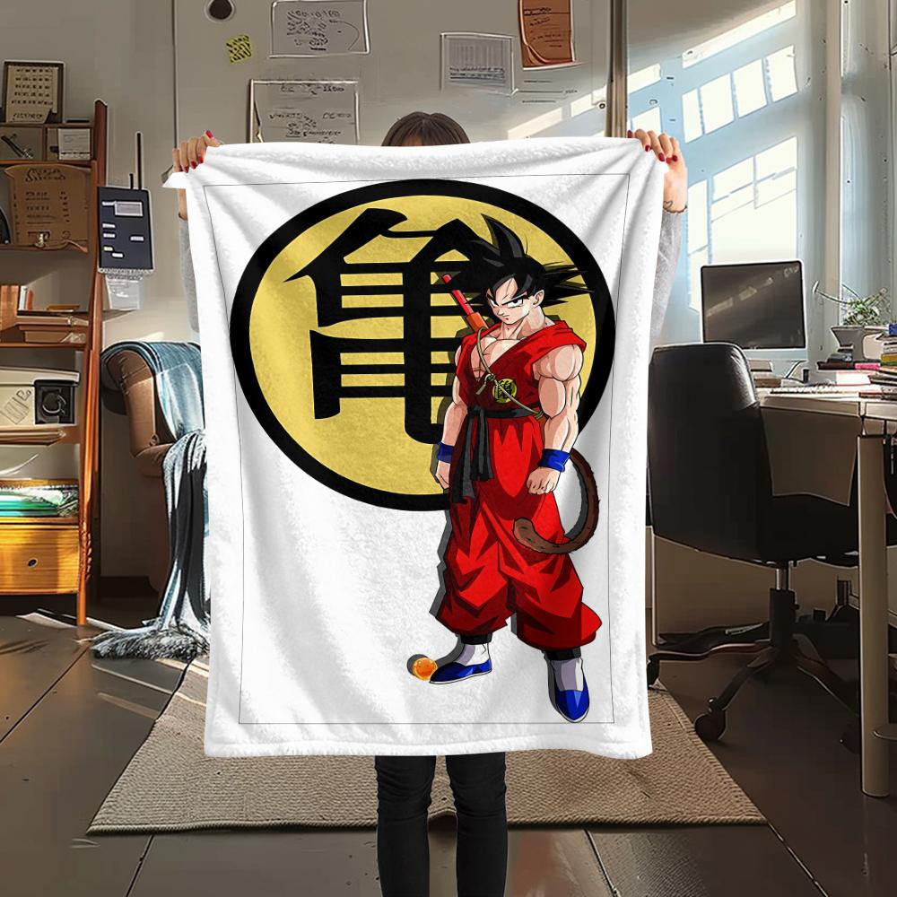 

Фланелевое одеяло с принтом персонажей Dragon Ball, Высококачественное, Удобное для всех сезонов, Декор для дома, Тепло и уют, Идеально для рождественских подарков 80cm x 120cm