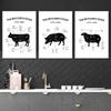 Kitchen Wall Art Canvas Painting Black White Butcher Guide Poster Beef Lamb Chicken Cuts Print Picture Dining-room Home Decor