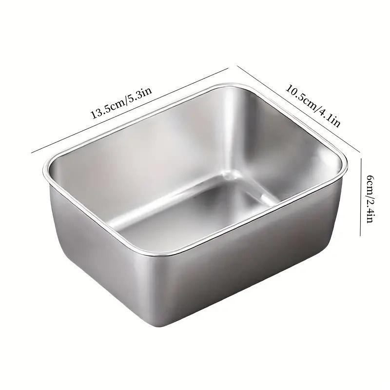 2/4Pcs Fresh-Keeping Box Stainless Steel Rectangular Food Storage Pan with Lid Commercial Dish Tray Freshing Lunch Box Container