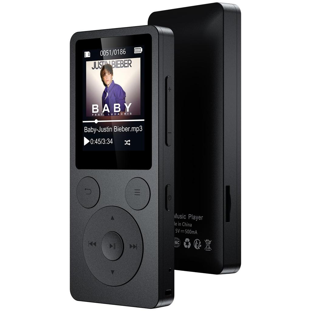 ODEJOI 64GB MP3-Player mit Bluetooth-Autolautsprecher Digitaler Audioplayer mit UKW-Stimme und Audio HIFI-Klangqualität Physische Wiedergabe fortsetzen Lesezeichen