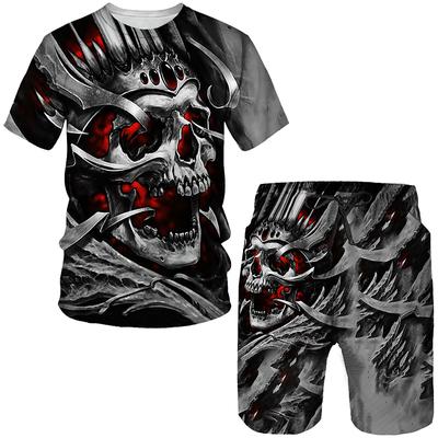 Novità Teschio Gotico Stampa 3D T-shirt/Vestito da uomo estivo Cool Punk Style T-shirt + Pantaloncini Set Personalità Hip Hop Streetwear Tuta