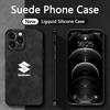 Suzuki Logo Suede Phone Case New Ligquid Silicone Case For iPhone 16 15 14 13 12 11 Pro Plus Promax 7 8 Plus SE2 SE3 X XS Xr