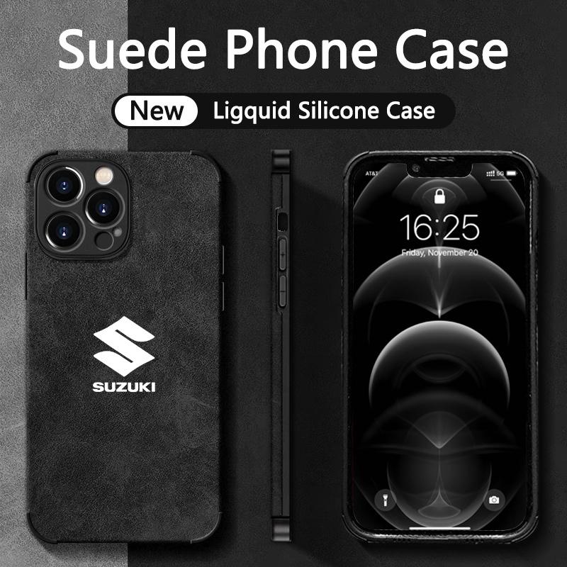 Suzuki Logo Suede Phone Case New Ligquid Silicone Case For iPhone 16 15 14 13 12 11 Pro Plus Promax 7 8 Plus SE2 SE3 X XS Xr