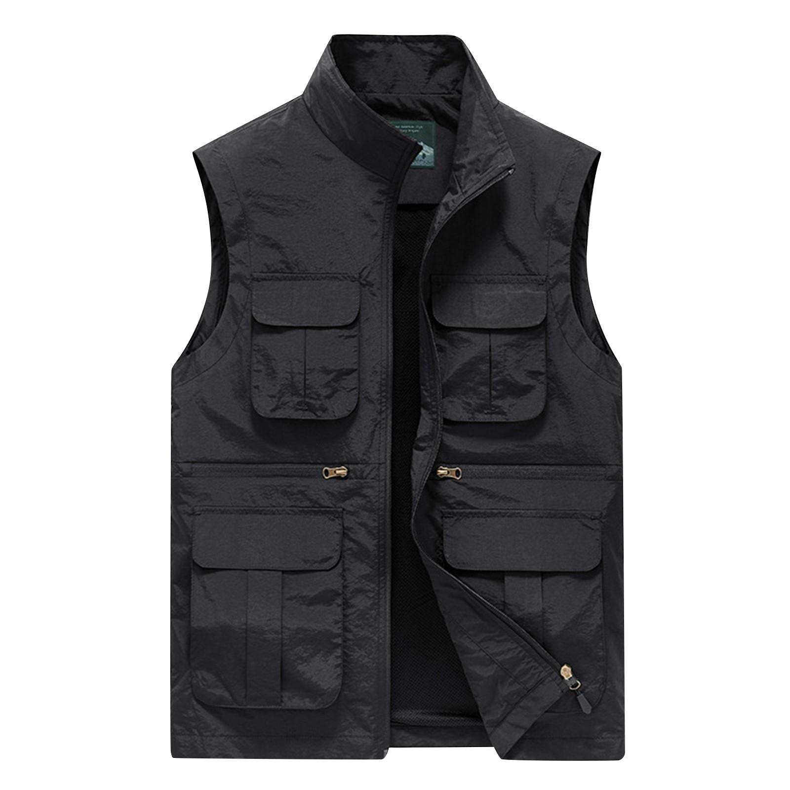 

Мужской спортивный жилет с несколькими карманами, водонепроницаемый быстросохнущий повседневный жилет, функциональный жилет XXXL чёрный