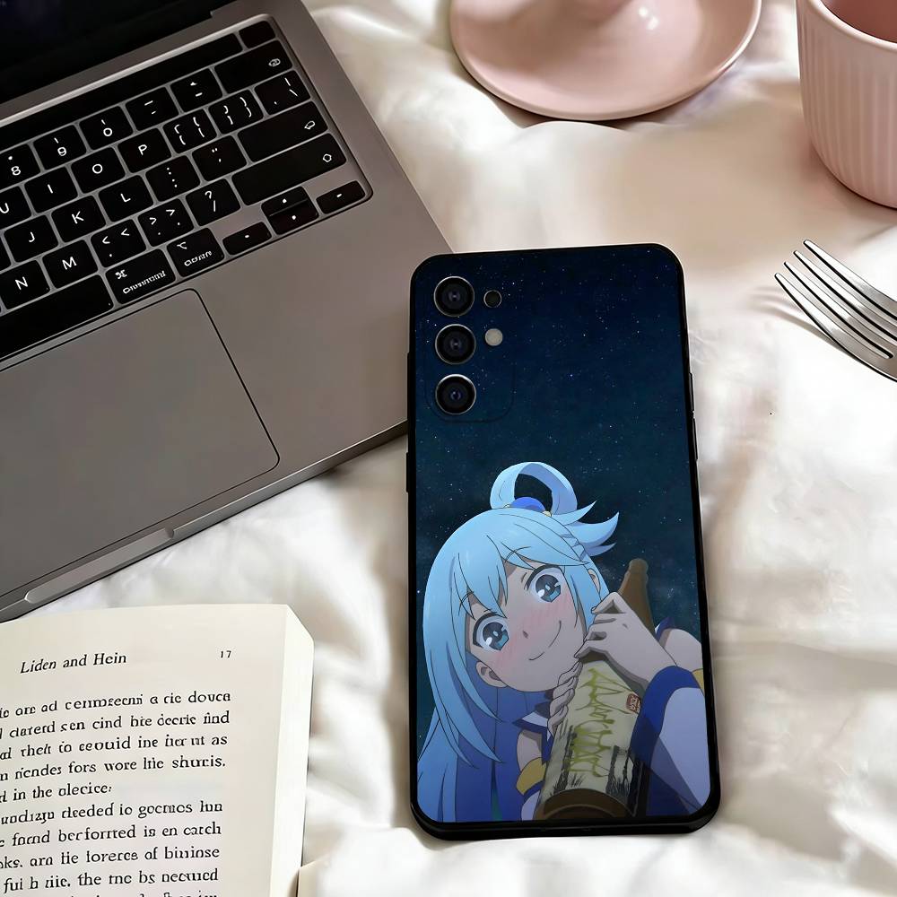 A-Aqua Anime KonoSubaS-S Phone Case For Samsung S25,S24,S21,S22,S23,S30,Ultra,S20,Plus,Fe,Soft Silicone Black Cover