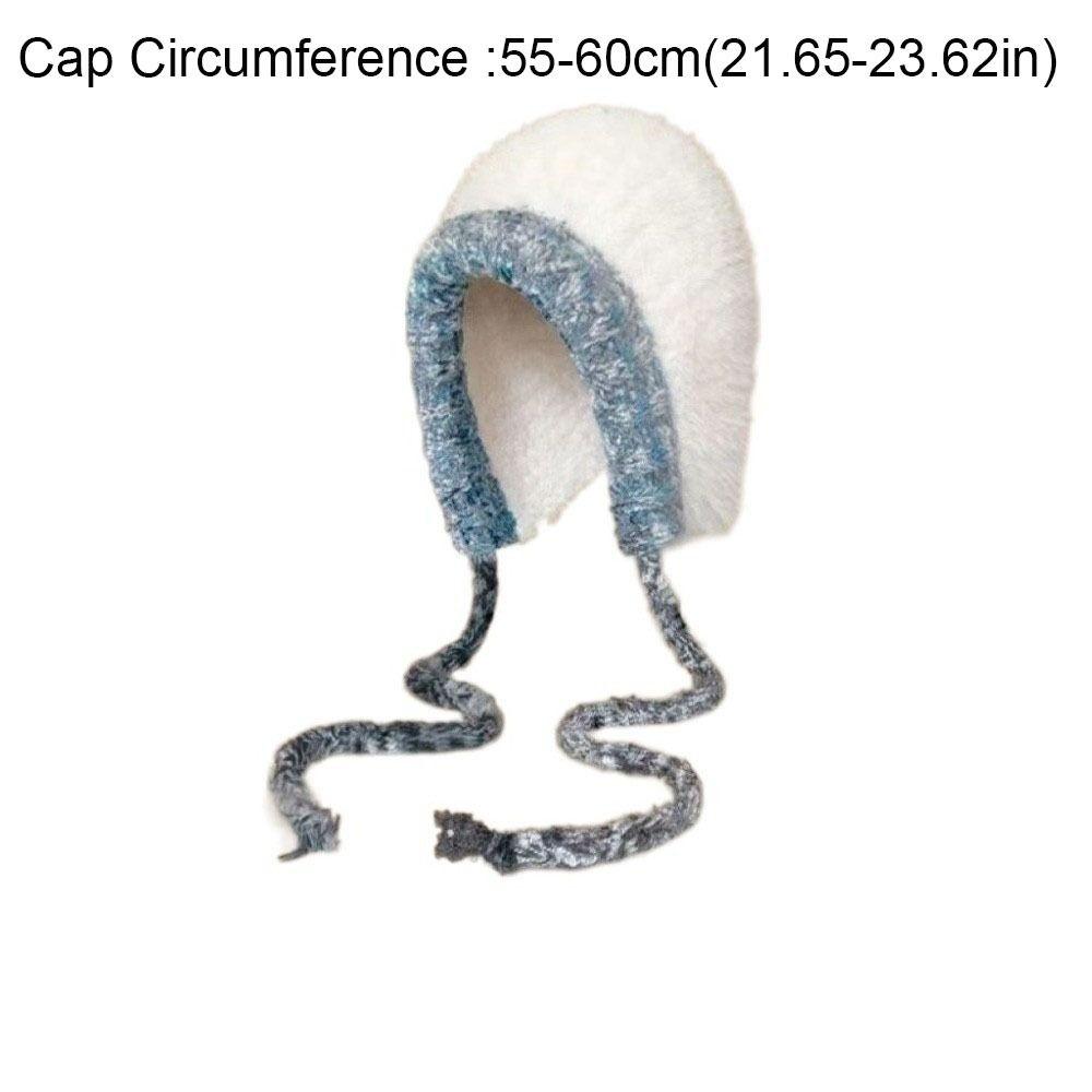 Versatile Korean Style Ear Protection Hat Soft Windproof Plush Pullover Hats Strap Keep Warm Fluffy Beanie Hat Girls
