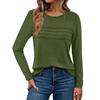 Long Sleeve Shirts For Women Pleated Solid Color Casual Blouses Fashion Basic Round Tops