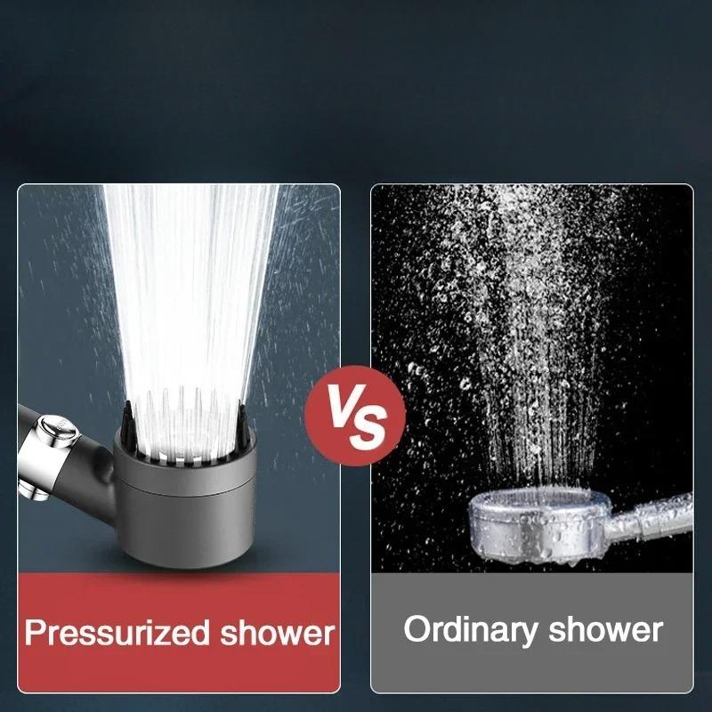 3-Mode Adjustable High Pressurized Filter Shower Head with Massage Brush Rain Faucet - Bathroom Shower Accessories
