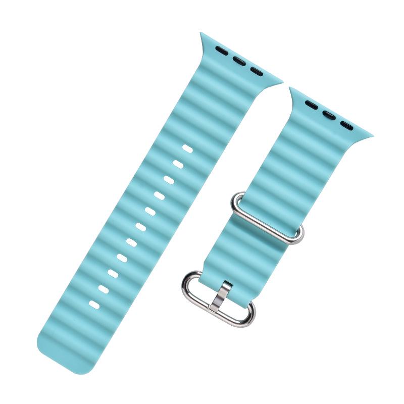 Ocean-Style Silicone Watch Band for Apple Watch: Waterproof with Double Buckle