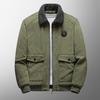 Men Autumn Winter Solid Color Jacket Lapel Long Sleeve Flap Pockets Zipper