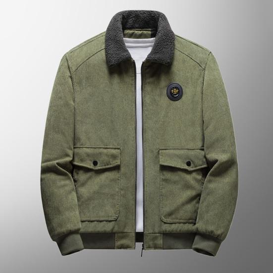 Men Autumn Winter Solid Color Jacket Lapel Long Sleeve Flap Pockets Zipper