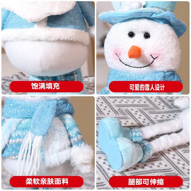 Christmas Retractable Doll Ornaments Christmas Blue Standing Position Retractable Doll Ornament Old Man Snowman Long Legs Doll