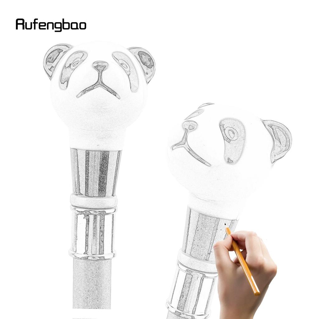Svart Hvit Panda Spaserstokk Mote Dekorativ Spaserstokk Gentleman Elegant Cosplay Cane Knob Crosier 93cm