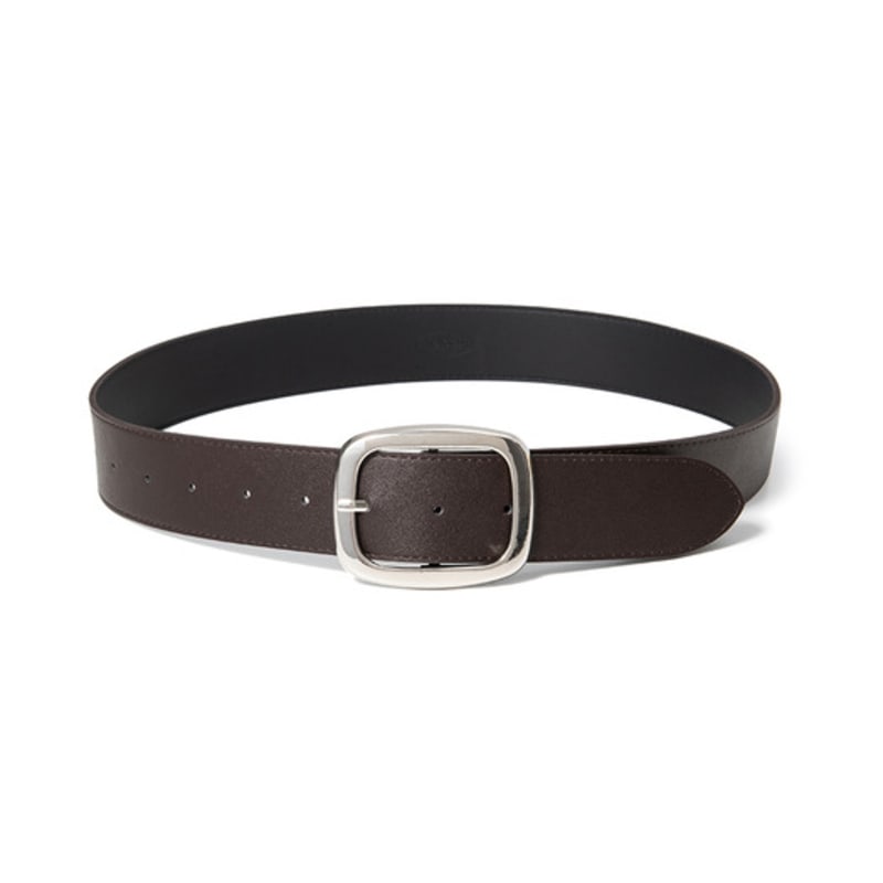 Halden (W) Wide Silver Buckle Fake Leather Belt (T030_brown)