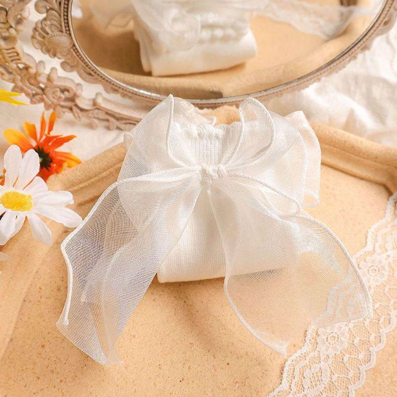 Lolita Socks, Trendy Mid-calf Socks, Cute Lace Bow, Princess Lace Socks