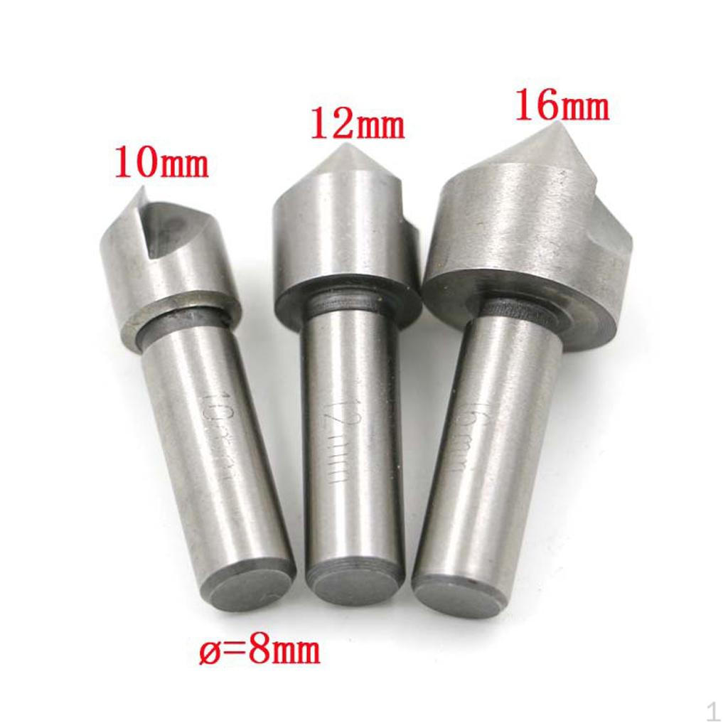 

3 Pieces HSS Countersink Drill Bit Set 10mm 12 mm 16m Deburring metal