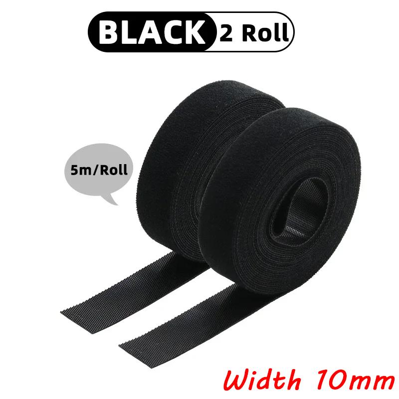 5M/Roll Width 10-20mm Black Cable Organizer USB Cable Winder Management Nylon Free Cut Ties Mouse Earphone Cord Cable Ties 2Pcs