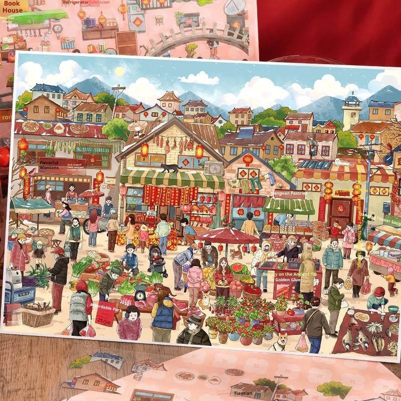 New Kawaii Christmas New Year Series 3D Cartoon Miniature Scene Stickers Creative Collage DIY Scrapbook Stacking Stickers