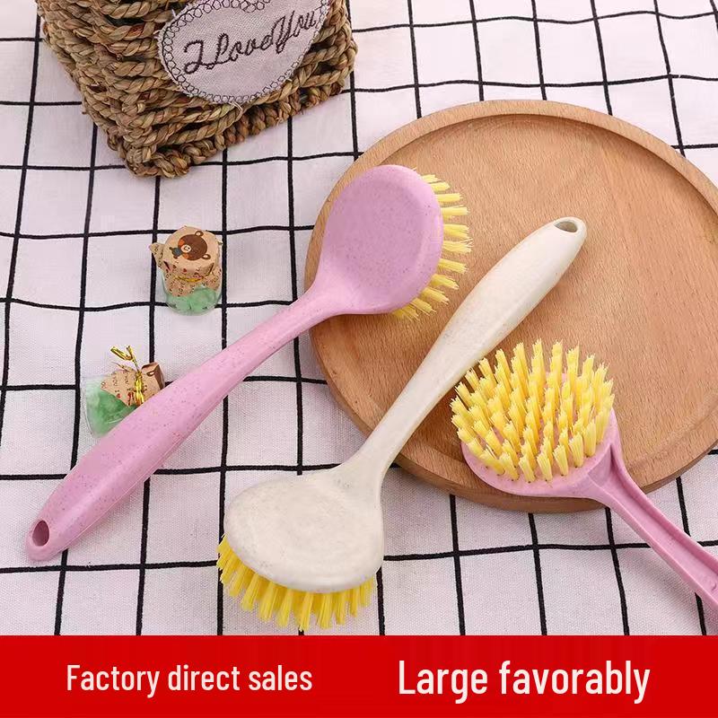 Wheat Straw Long Handle Pot Scrubber - Gentle on Hands