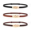 Womens Pu Slim Leather Belt With Five Links Pullout Design For Fashion Summer