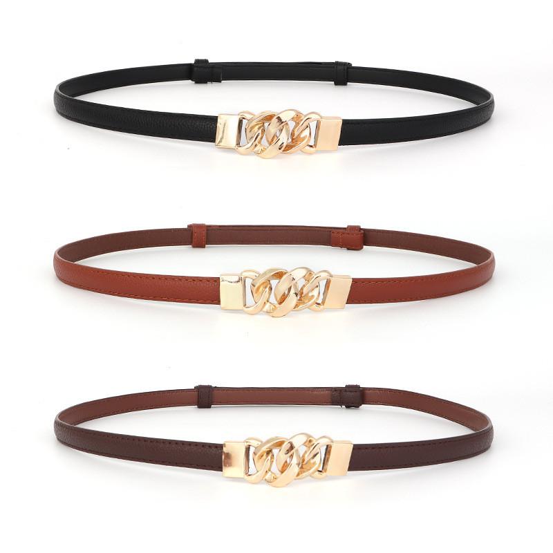 Womens Pu Slim Leather Belt With Five Links Pullout Design For Fashion Summer