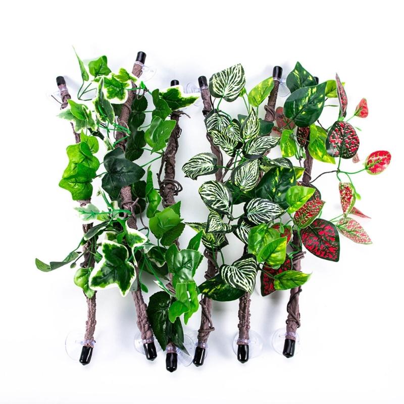 Artificial Branch for Reptiles Tanks Flexible and Safe Decoration Comfortable Environment Plant Vine with Suction Cup