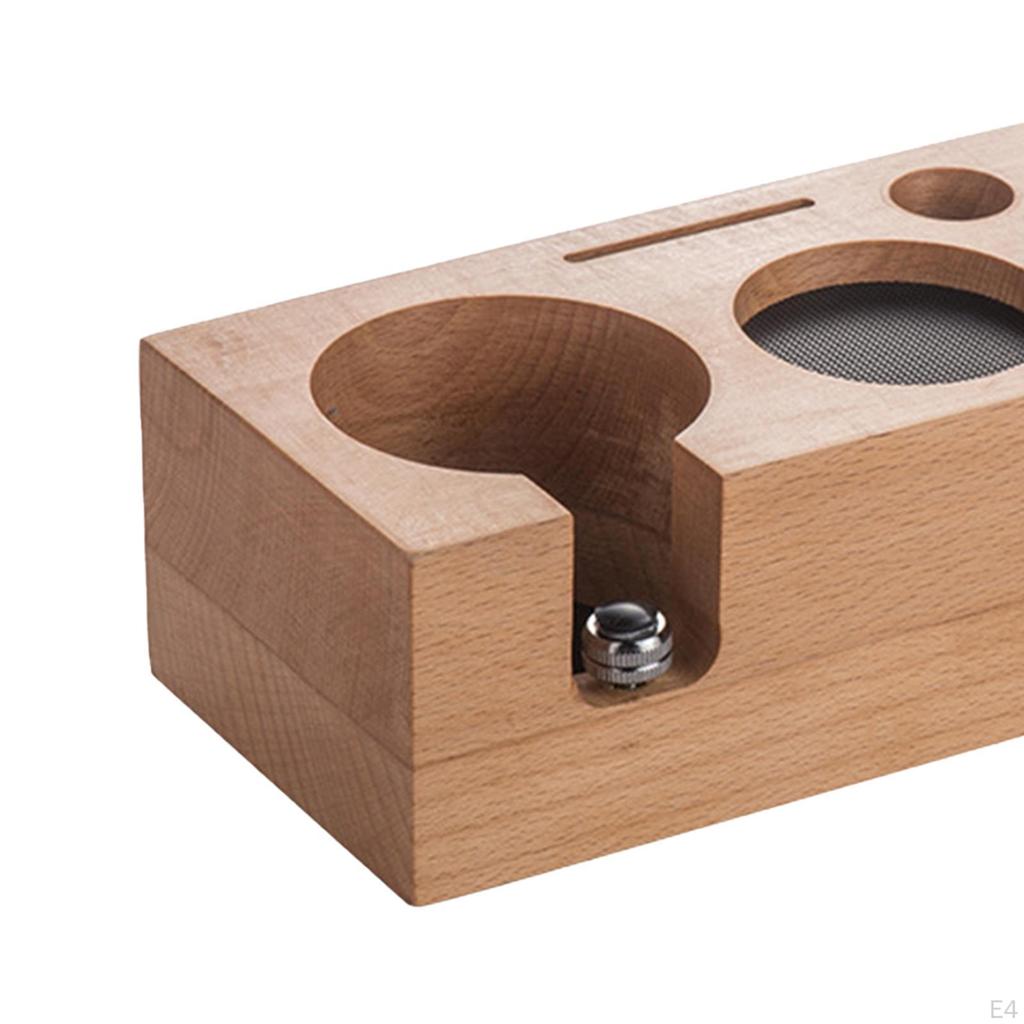 Adjustable Wooden Coffee Tamper Stand for Barista Kitchen Accessories