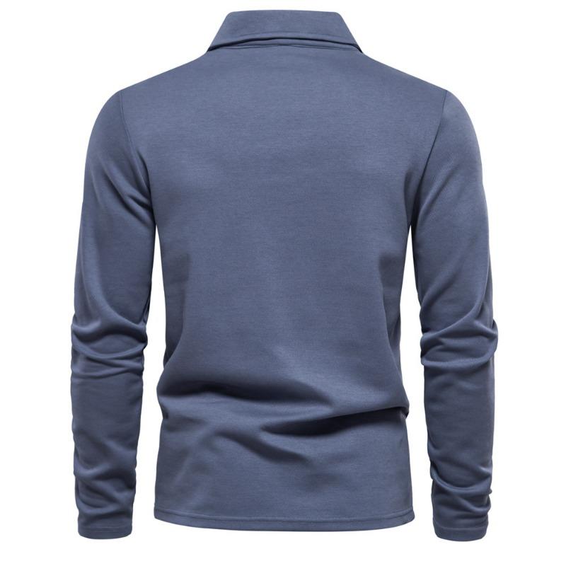 Men’s Washed Long Sleeve Polo Shirt