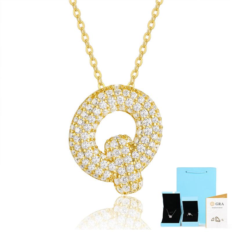 Letter Pendant Necklace 925 Silver Plated 18K Gold Collarbone Chain Fashionable Versatile Moissanite Chain