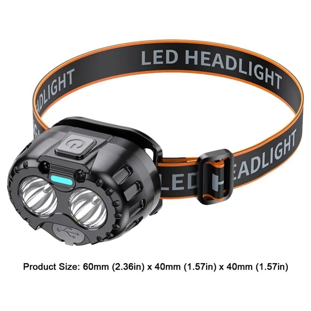 Portable Plastic LED Headlamp Mini USB Rechargeable Head Flashlight Long Lasting Hands-Free Powerful Headlamp Hiking