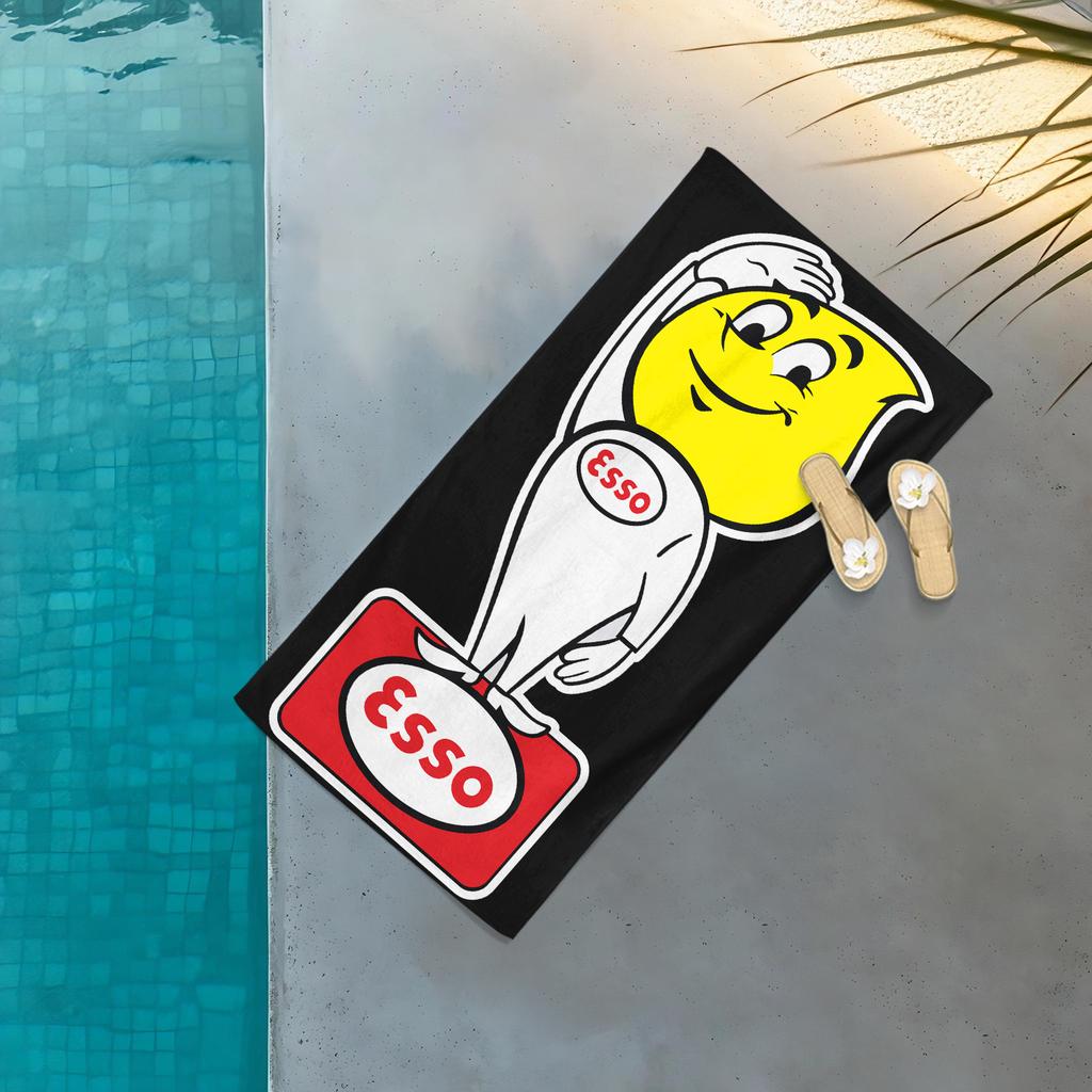 Fashion E-Essos Motor Oil Printed Towel,Quick Drying Beach Towels Are Suitable For Swimming Pools Camping Yoga And The Gym