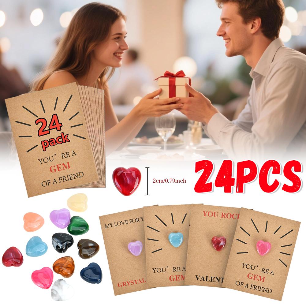 Valentine's Day Cards 24 Pack with Love Hearts,Classroom Exchange Cards for Kids,Romantic Love Notes,Cute Gift for School Party
