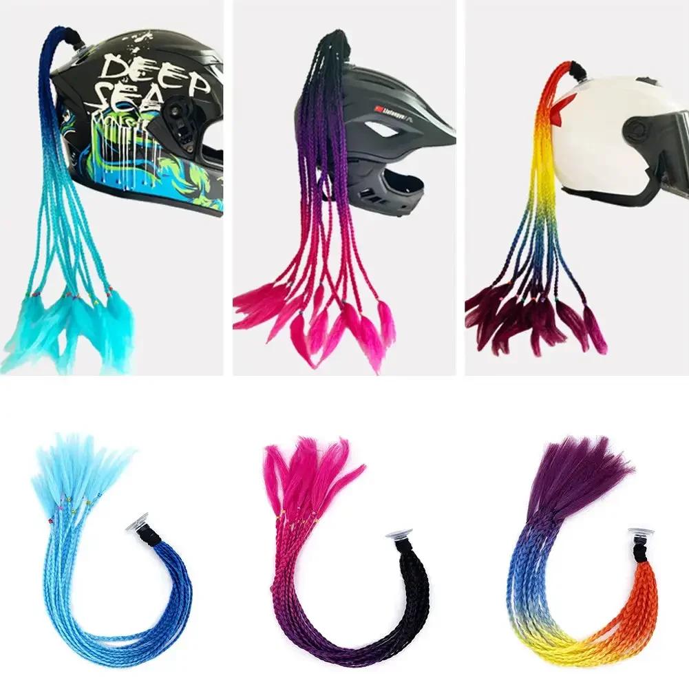 Helmet Dreadlocks Braid For Helmet Motorcycle Dreadlocks Dirty Braid Pigtail Gradient Synthetic Twist Braid Ponytail With Sucker
