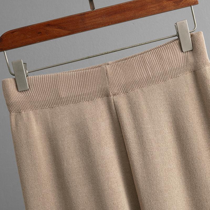 HNXC Fashion Set: Women's Sleeveless Striped Knitted Top, Two-piece High-waisted Straight-leg Wide-leg Pants