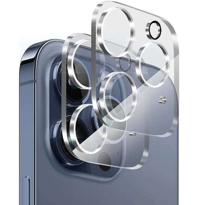 Verres Trempés - iPhone 15 Pro - Protection Caméra - Transparent - Lot de 2 - Résistance aux chocs