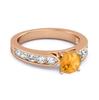 Citrine Round Solitaire Statement Ring - 925 Sterling Silver Rose Gold Vermeil