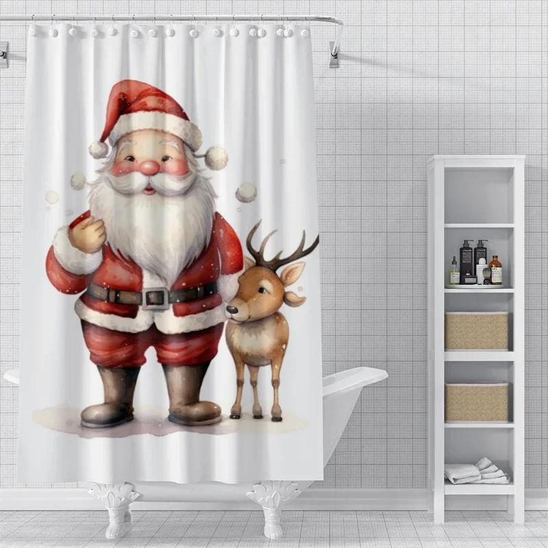 Home Decoration Shower Curtains for Bathroom Waterproof Curtain Fabric Modern Nordic Style Living Room Merry Christmas Winter