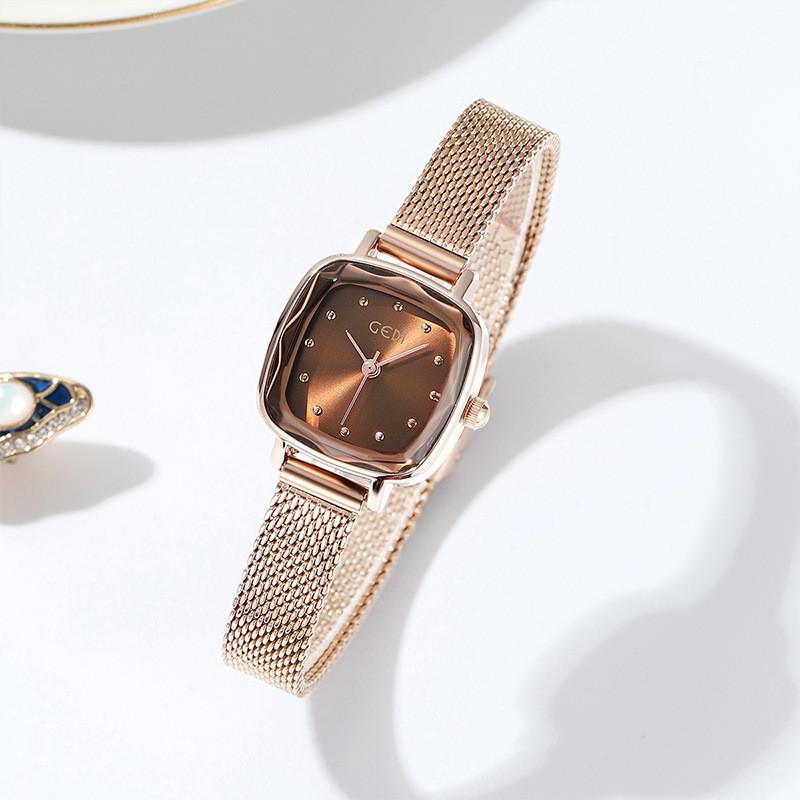 Gedi Ladies Square Watch With Quartz Movement Water Resistant For Casual Wear