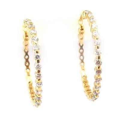 [F6837] - White Gold Plated 'Goddess' Hoop Earrings