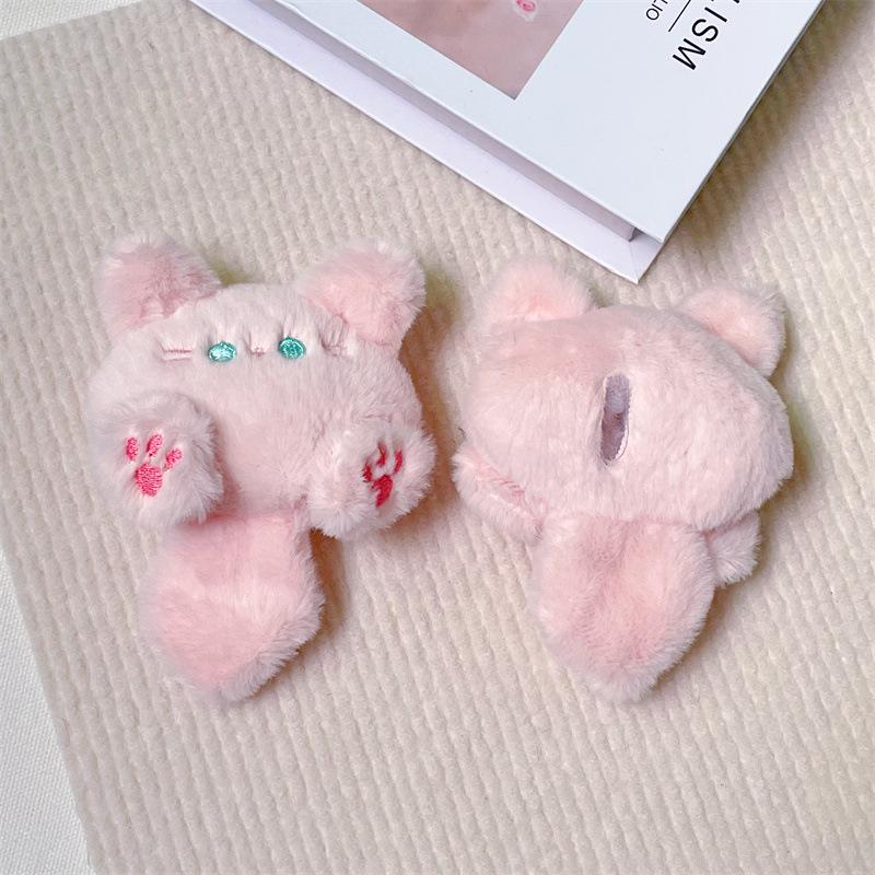 Cartoon Cat Plush Doll Brooch & Student Bag Charm