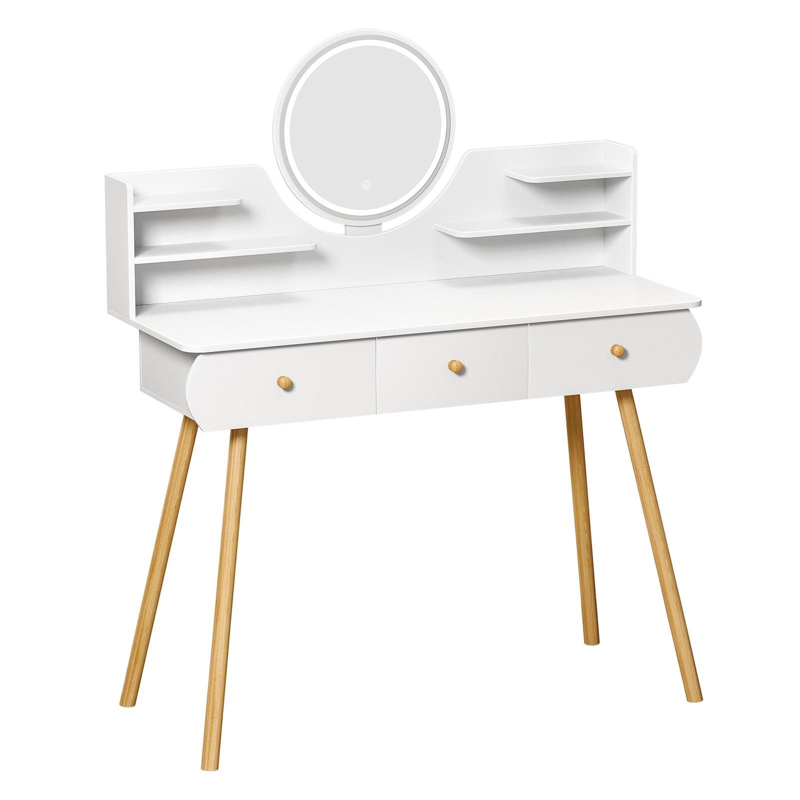 

Белый женский туалетный столик для макияжа с ящиком, зеркалом, комодом, подставкой, столиком для макияжа, шкафом для хранения вещей, мебелью для спальни и дома с 4 ящиками белый