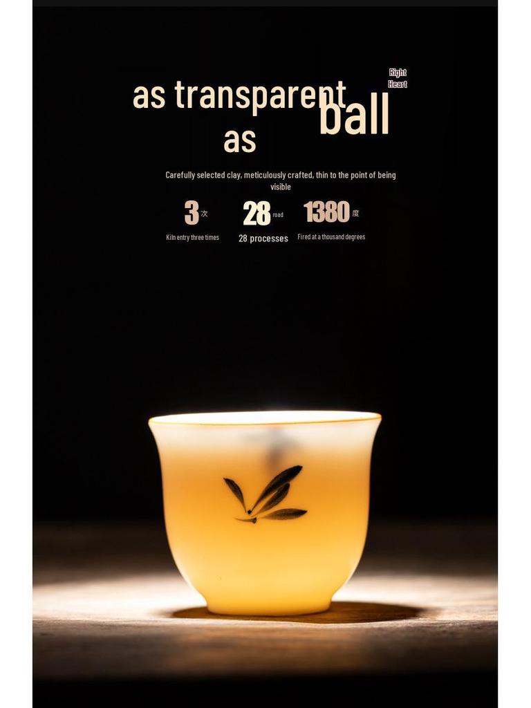 Hand-Painted White Porcelain Tea Cup, Personal Kung Fu Tea Set Bowl