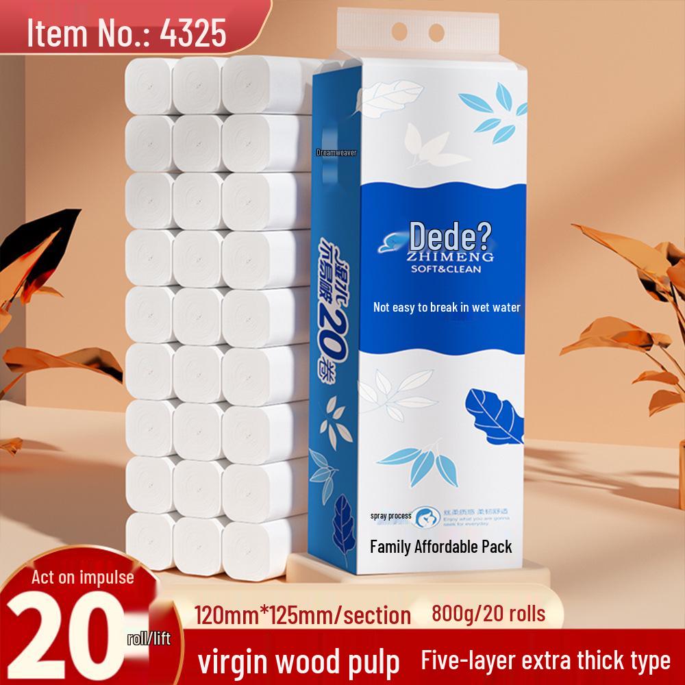 Dream Weaving 60 Rollen Toilettenpapier aus 100% Zellstoff, Vierlagiges verdicktes Tissue für den Haushalt und Babys.